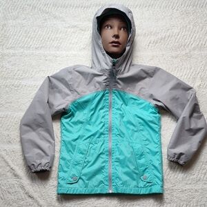 The North Face Mint Green And Gray Light Jacket Fleece Lined Girls Large 14/16
